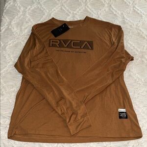 RVCA Brown Long Sleeve Tee with Logo